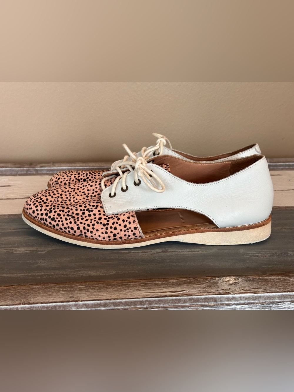 Rollie Australia Sidecut Derby Shoes Cheetah Pony Hair Leather Oxford - EU 40